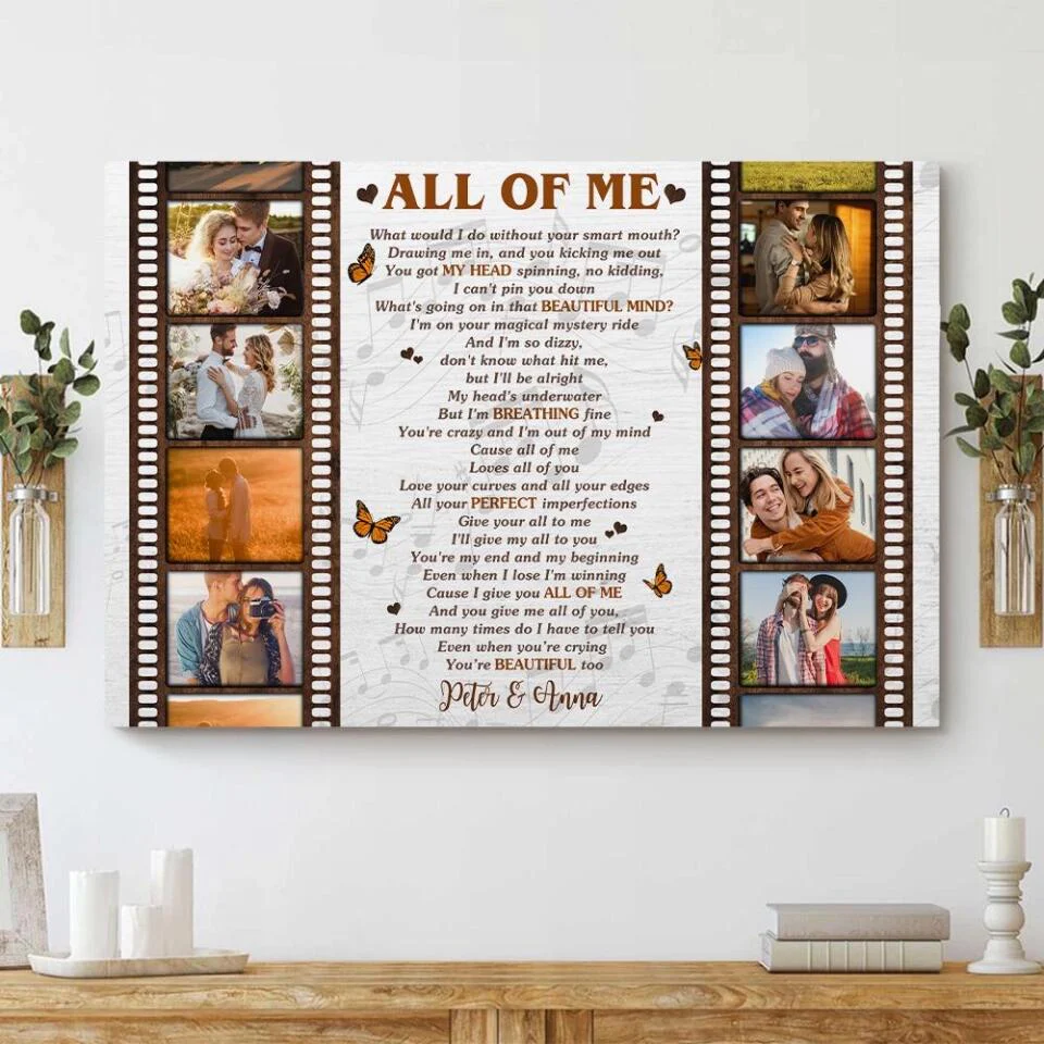 Film Role And Favorite Song Lyrics Custom Canvas Poster Anniversary Gift For Couples - Image 5