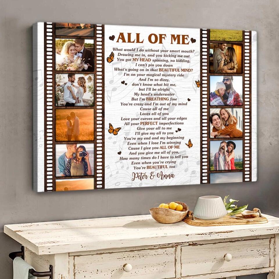 Film Role And Favorite Song Lyrics Custom Canvas Poster Anniversary Gift For Couples - Image 6