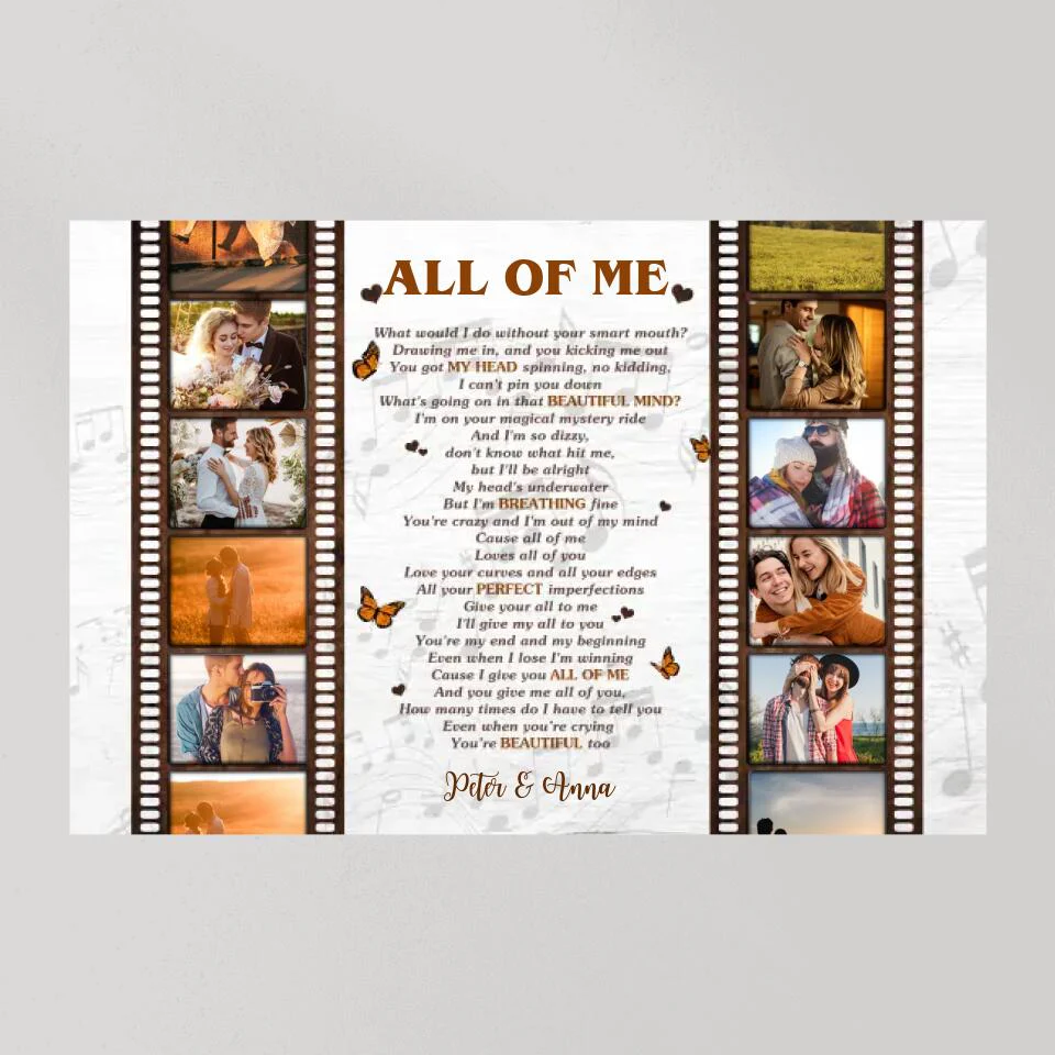 Film Role And Favorite Song Lyrics Custom Canvas Poster Anniversary Gift For Couples - Image 7
