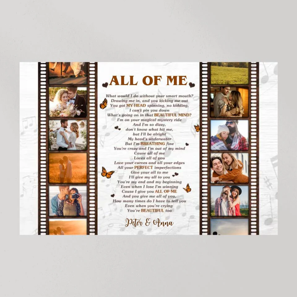 Film Role And Favorite Song Lyrics Custom Canvas Poster Anniversary Gift For Couples - Image 8
