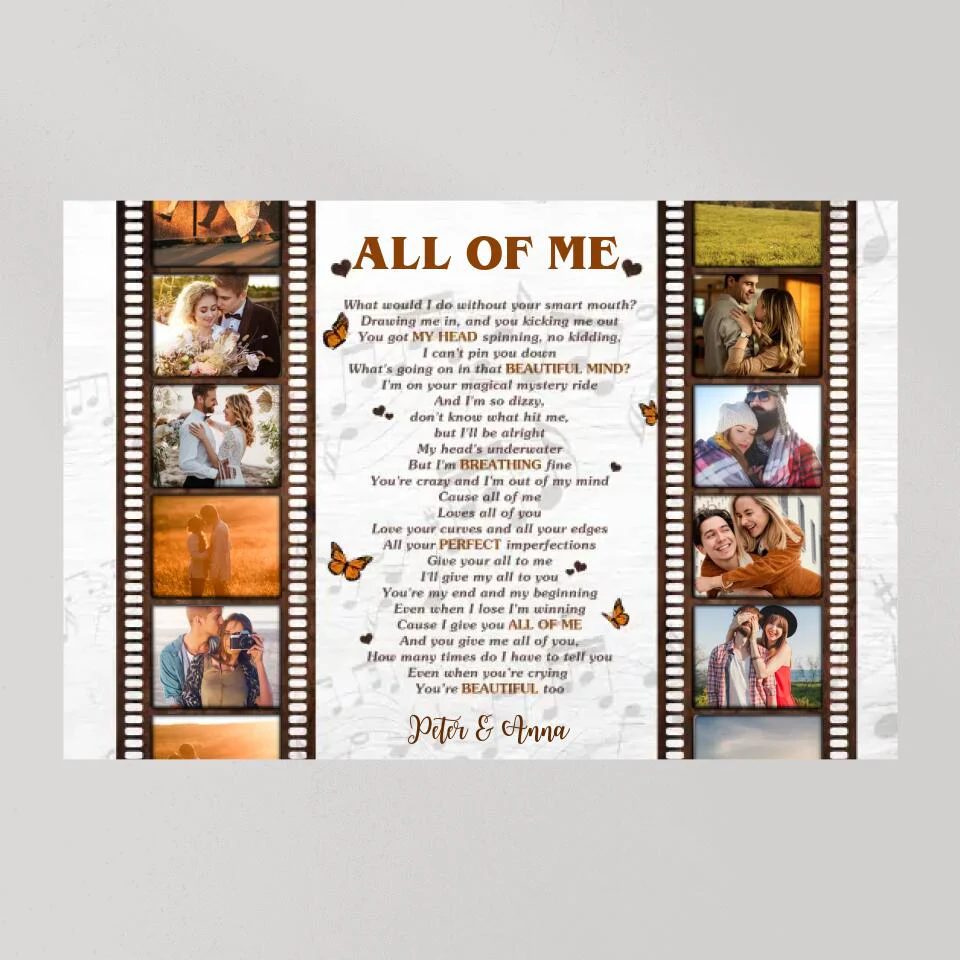 Film Role And Favorite Song Lyrics Custom Canvas Poster Anniversary Gift For Couples - Image 9