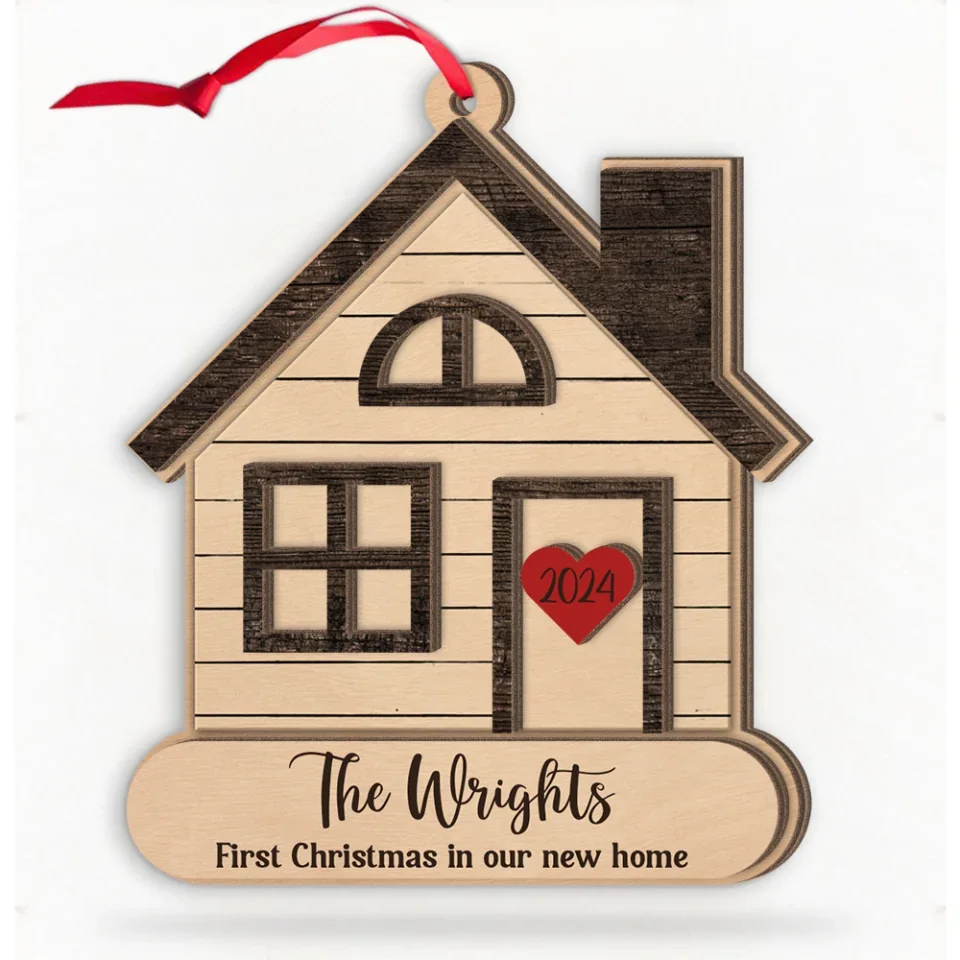 First Christmas In Our New Home - Custom Wooden Ornament - Christmas Gift For Family - Gift For Couples - New Home Gifts - Image 2