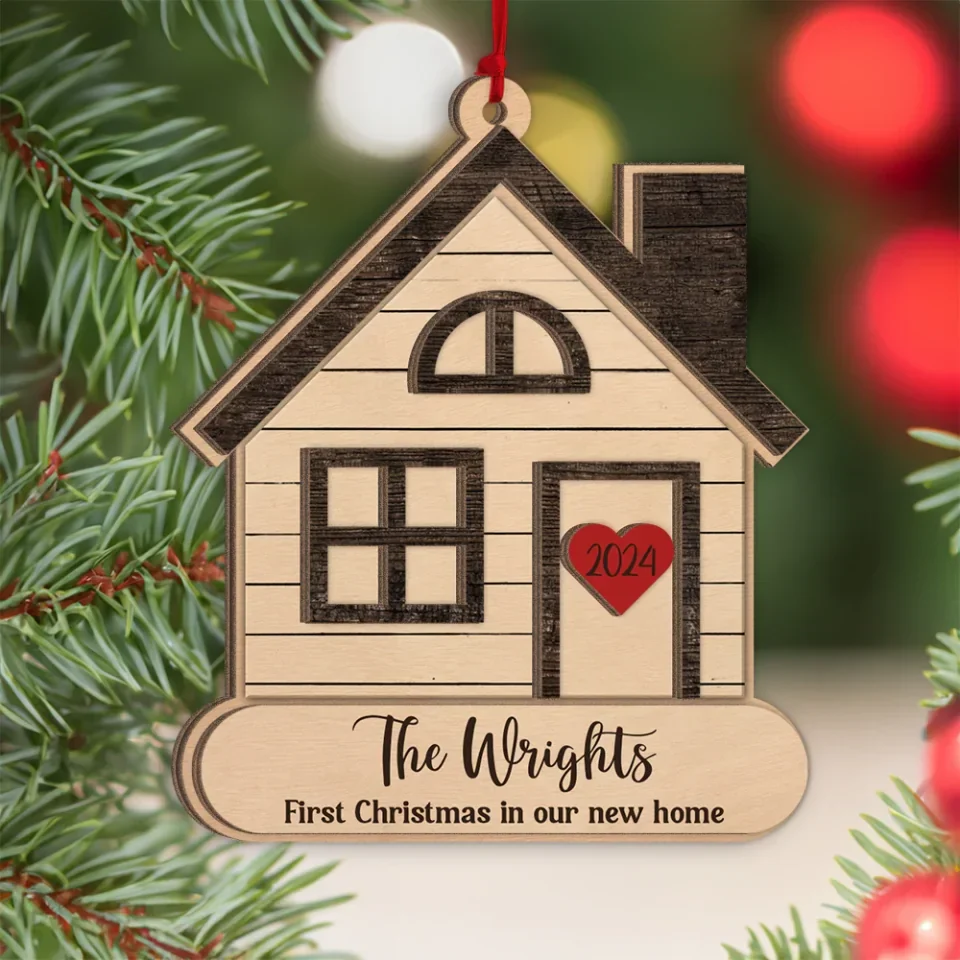 First Christmas In Our New Home - Custom Wooden Ornament - Christmas Gift For Family - Gift For Couples - New Home Gifts - Image 3