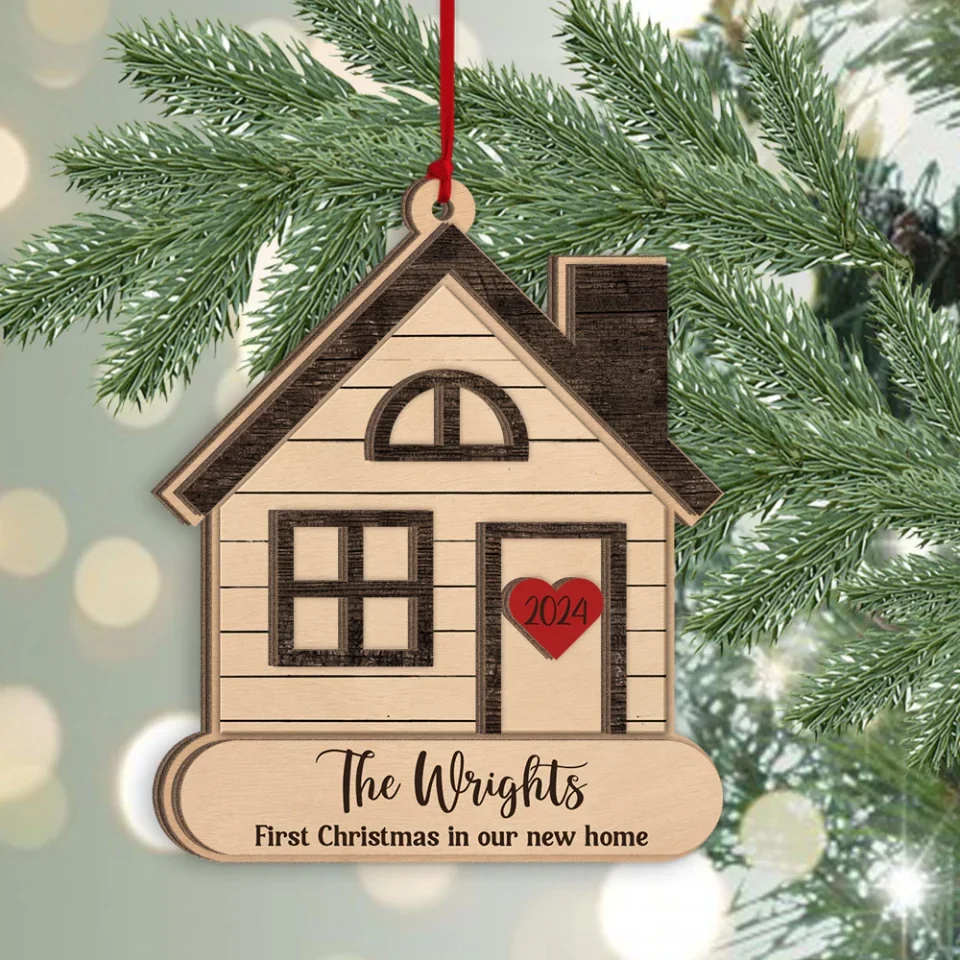 First Christmas In Our New Home - Custom Wooden Ornament - Christmas Gift For Family - Gift For Couples - New Home Gifts - Image 5