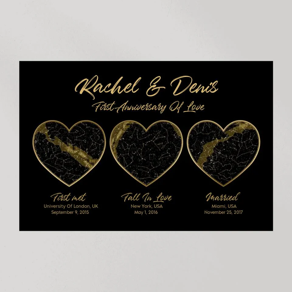 First Met Fall In Love Married Star Map Night Sky Custom Canvas Poster Anniversary Gift For Couples - Image 10