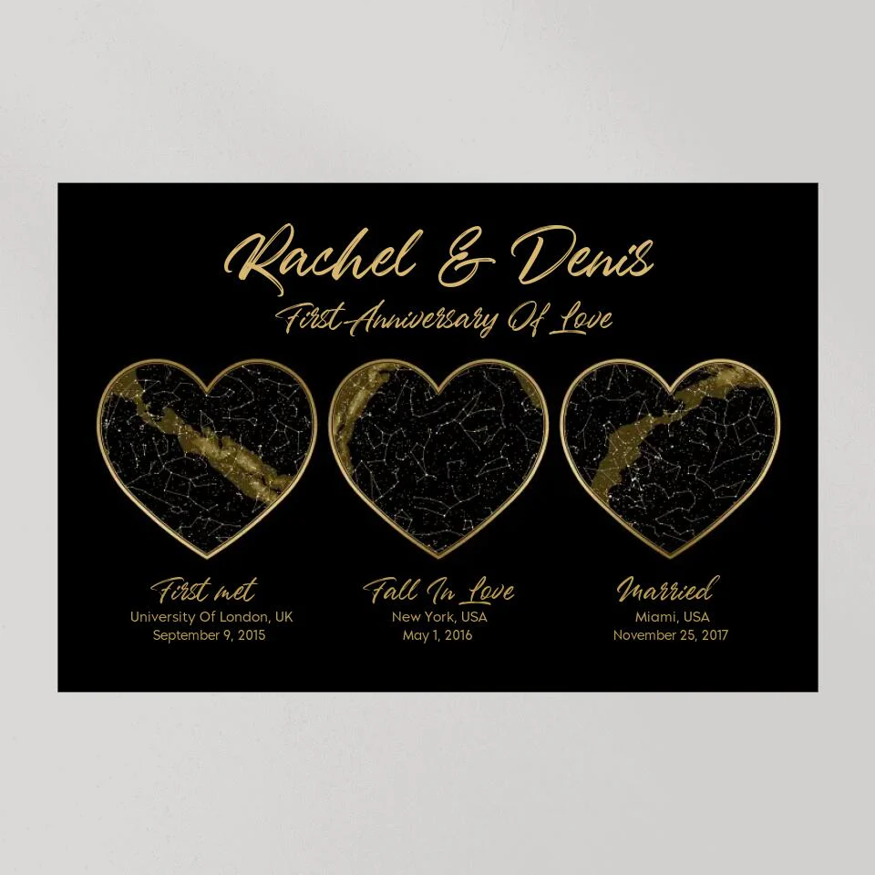 First Met Fall In Love Married Star Map Night Sky Custom Canvas Poster Anniversary Gift For Couples - Image 11