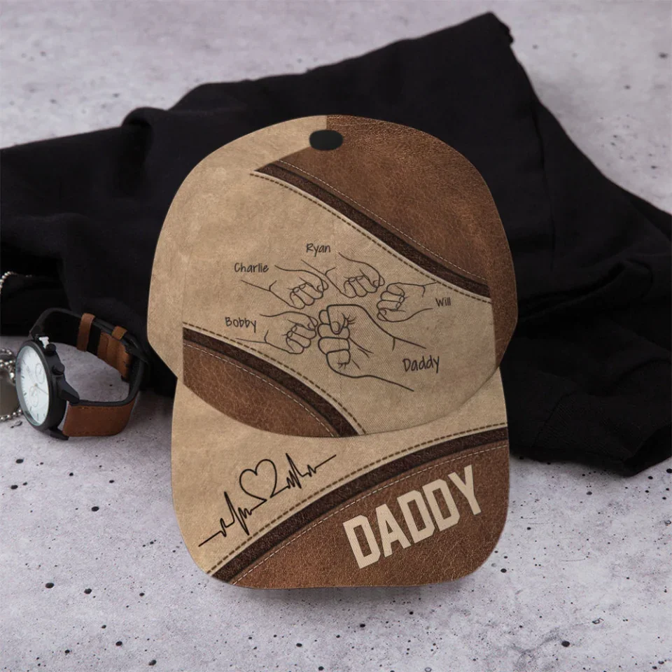 Fist Bump Dad Grandpa Uncle To Kids - Custom Classic Cap - Father's Day Gift - Gifts For Dad - Image 4