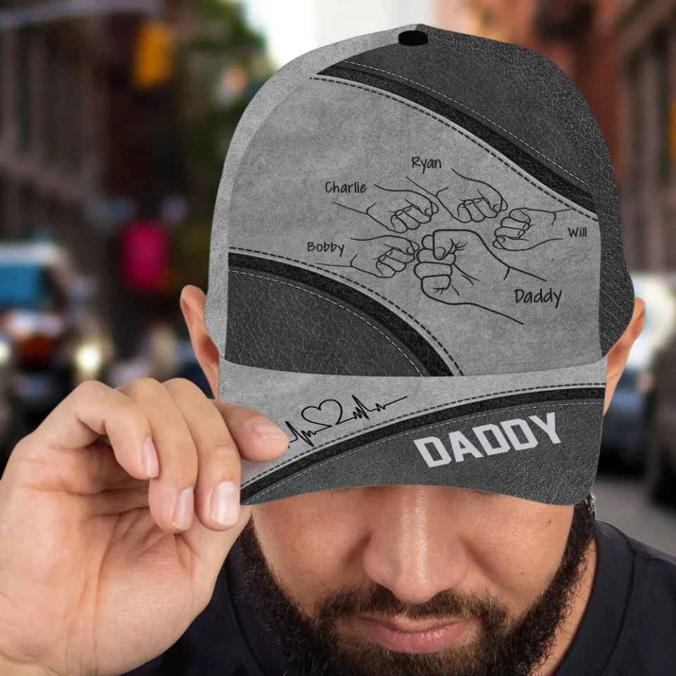 Fist Bump Dad Grandpa Uncle To Kids - Custom Classic Cap - Father's Day Gift - Gifts For Dad - Image 6
