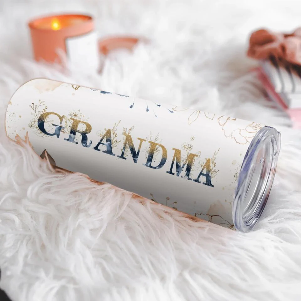 Floral Grandma Personalized Skinny Tumbler Mother's Day Gift - Image 2