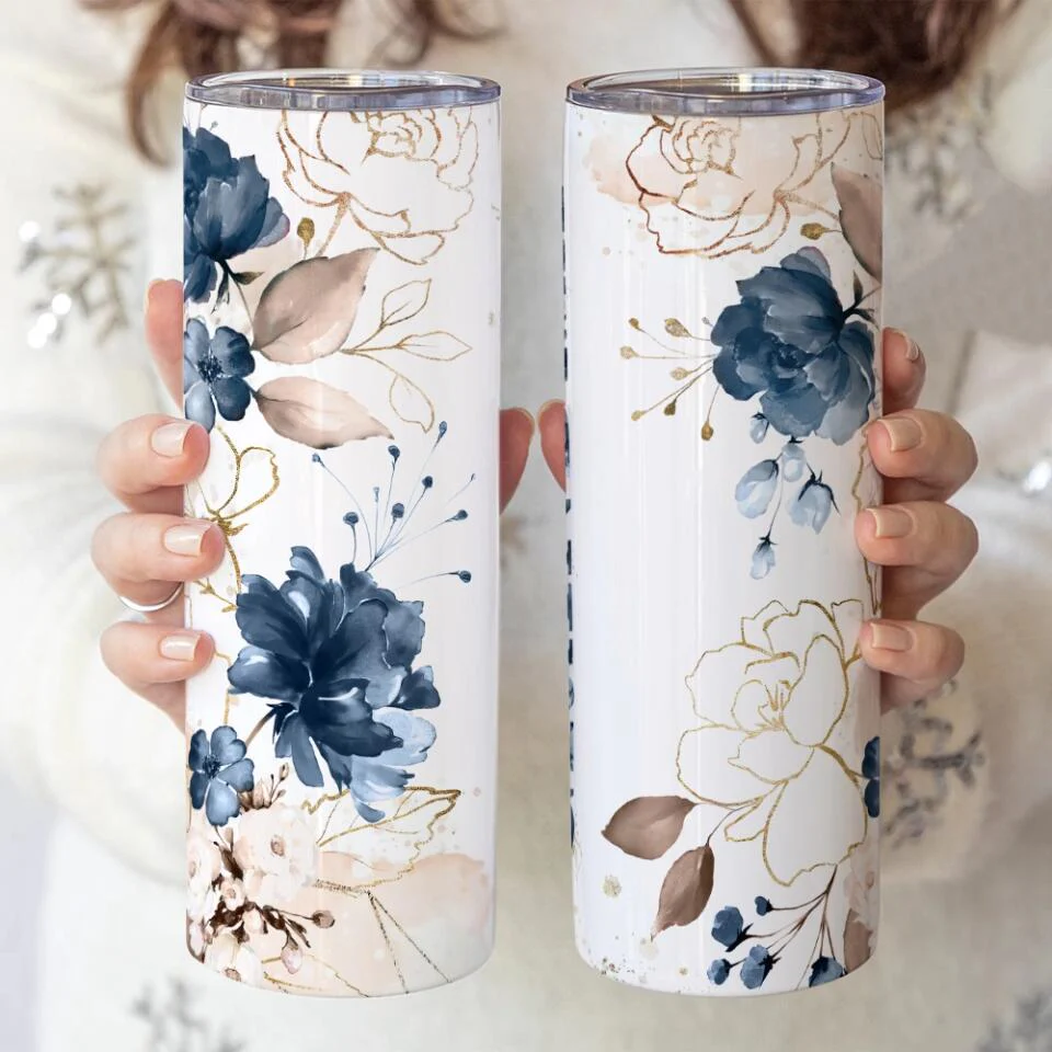 Floral Grandma Personalized Skinny Tumbler Mother's Day Gift - Image 5