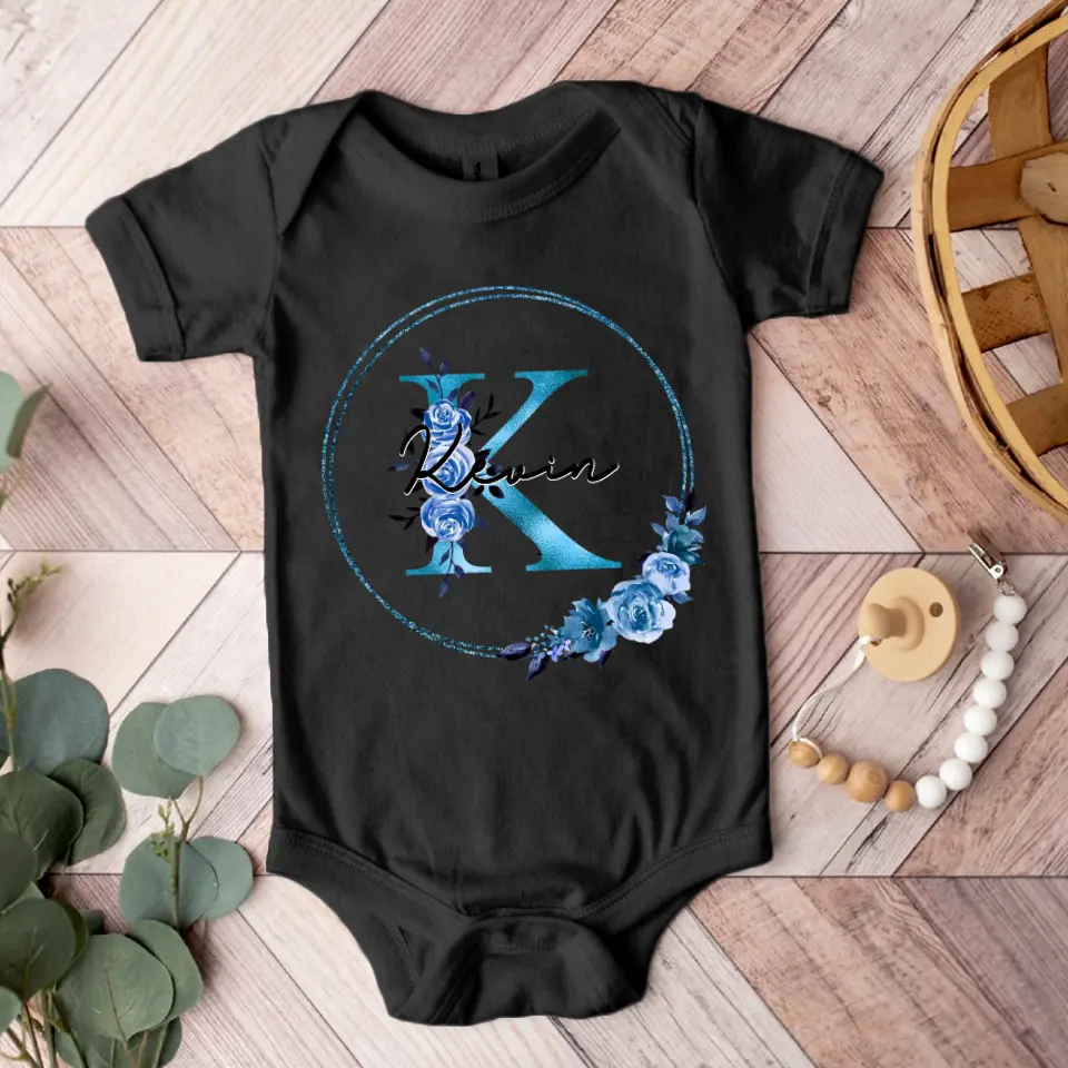 Flower Monogram Custom Babysuit Newborn Mother Gift - Image 2