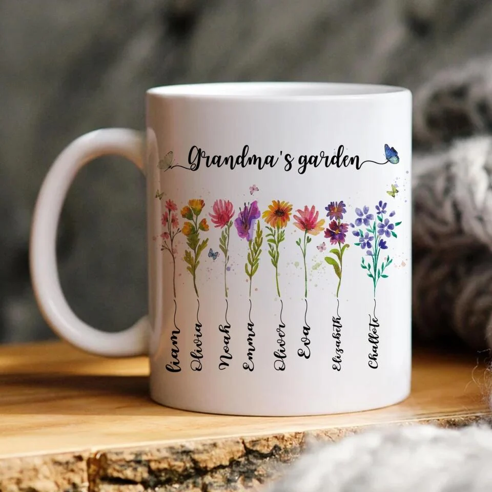 Flower Style Grandma's Garden Custom Mug Gift For Grandma - Image 3