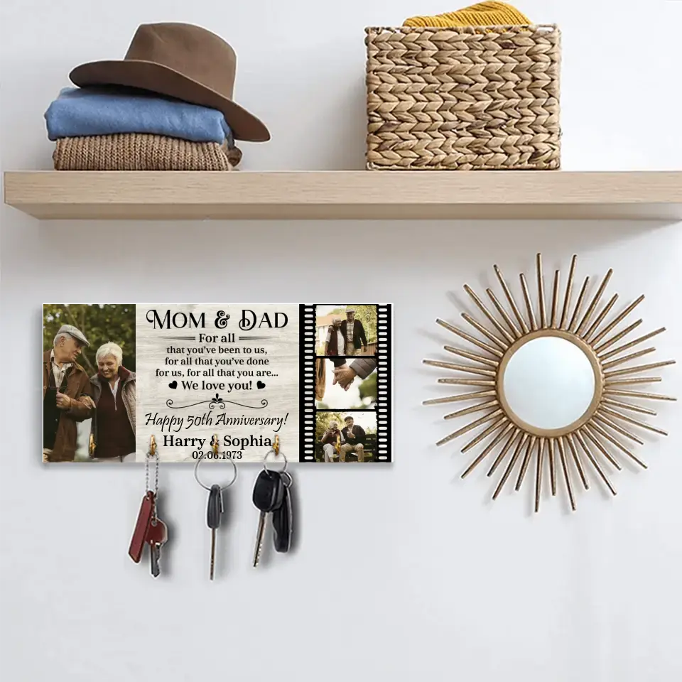 For All That You've Been To Us - Personalized Wooden Key Holder - Anniversary Gift For Mom And Dad - Image 3