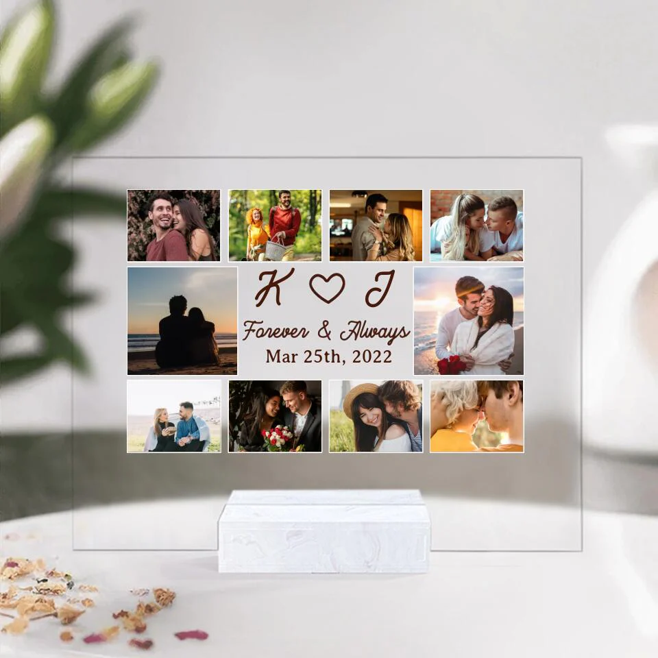 Forever And Always - Personalized Acrylic Plaque - Custom First Letter & Date