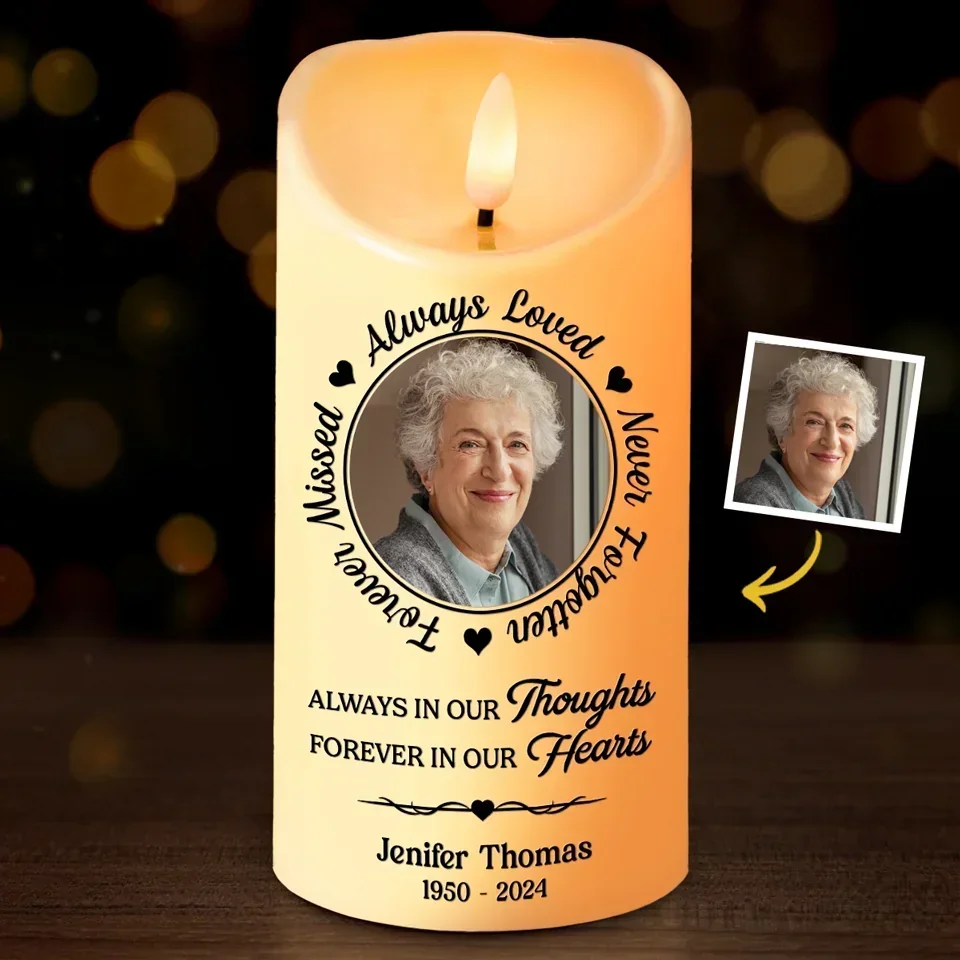 Forever Missed Always Loved Never Forgotten - Custom Led Candle - Memorial Gift For Him For Her - Image 3