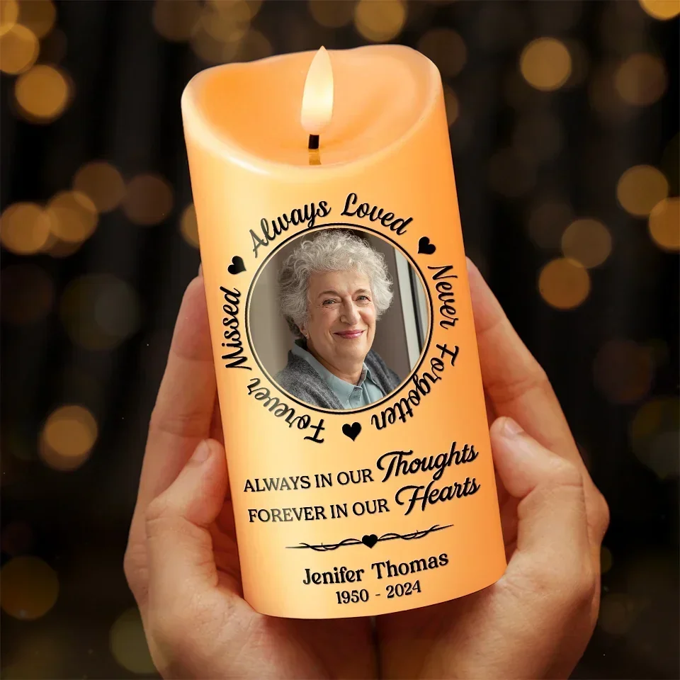 Forever Missed Always Loved Never Forgotten - Custom Led Candle - Memorial Gift For Him For Her - Image 4