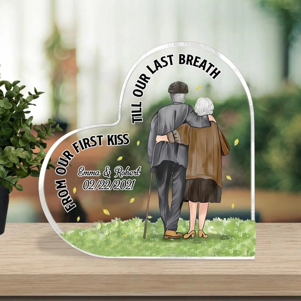 From Our First Kiss Till Our Last Breath Custom Acrylic Plaque Anniversary Gift For Old Couples - Image 3