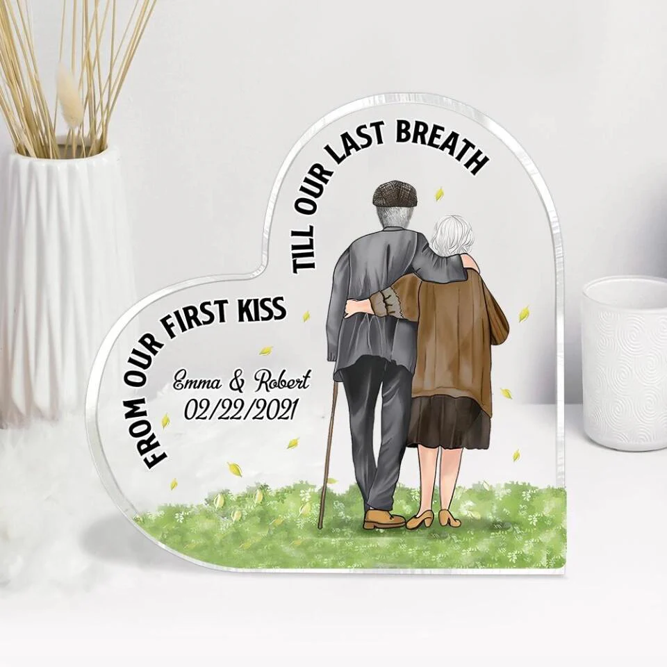 From Our First Kiss Till Our Last Breath Custom Acrylic Plaque Anniversary Gift For Old Couples - Image 4