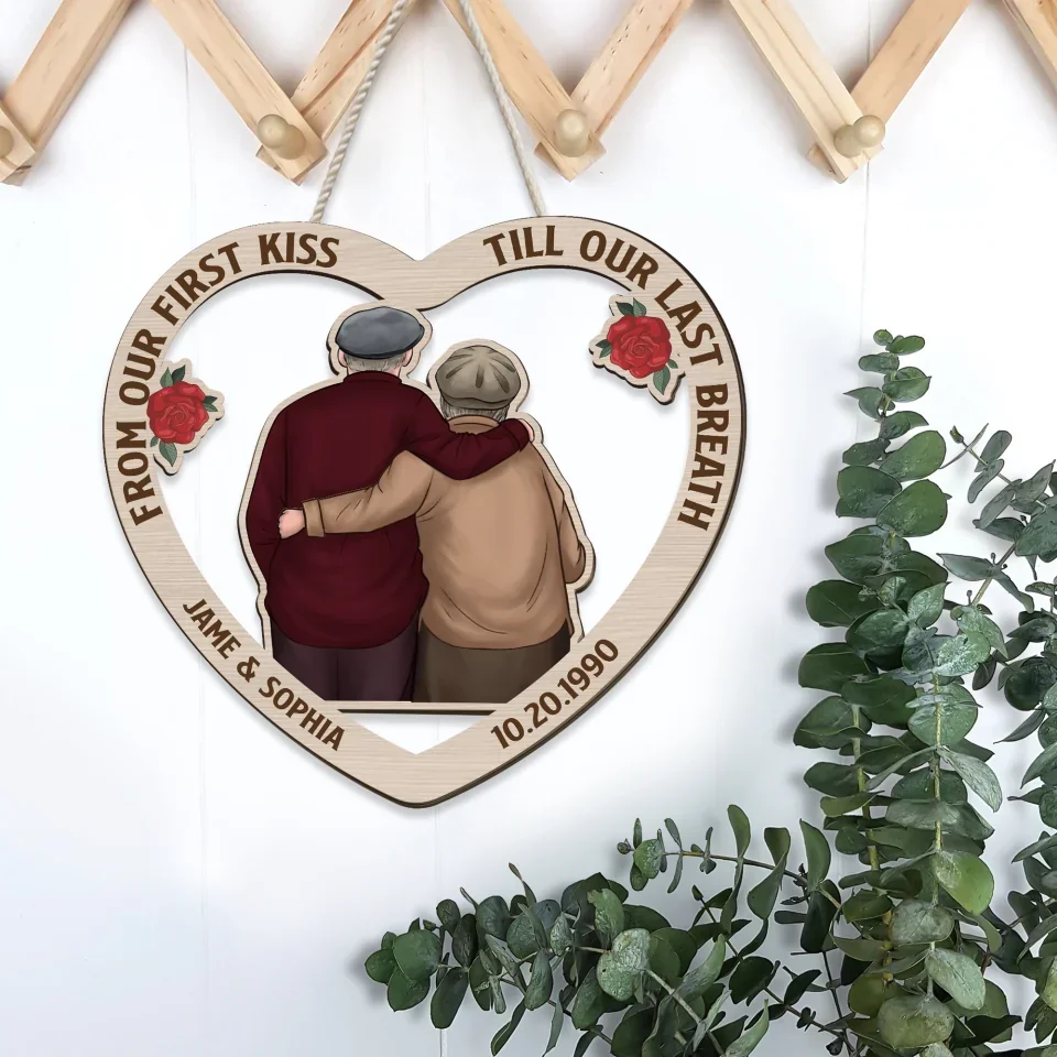 Couple Wooden Sign From Our First Kiss Till Our Last Breath - Custom Wooden Sign - Anniversary Gift For Couples - Gift For Parents For Grandparents - Image 3