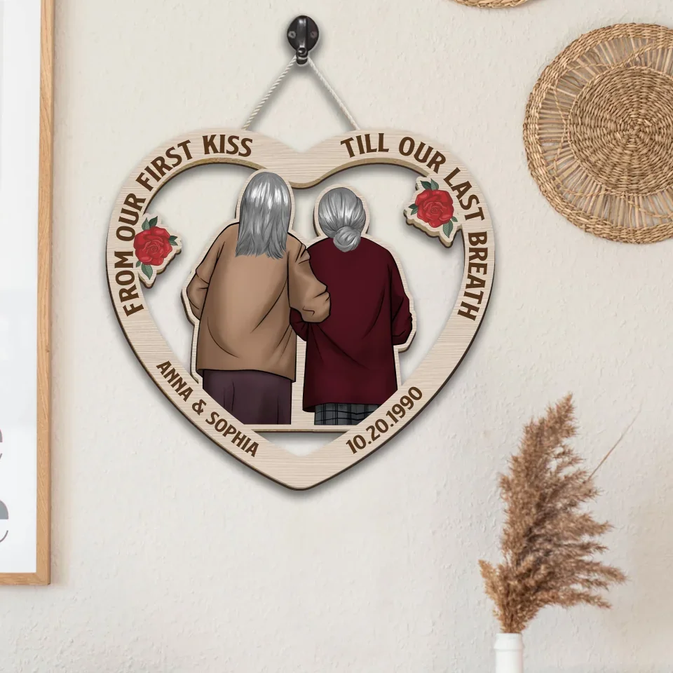 Couple Wooden Sign From Our First Kiss Till Our Last Breath - Custom Wooden Sign - Anniversary Gift For Couples - Gift For Parents For Grandparents - Image 4