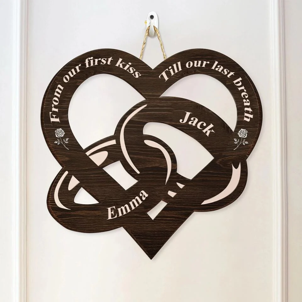 Couple Wooden Sign Personalized Valentine Gifts - From Our First Kiss, Till Our Last Breath - Personalized Wooden Sign - Valentine Gift for Couple - Image 3