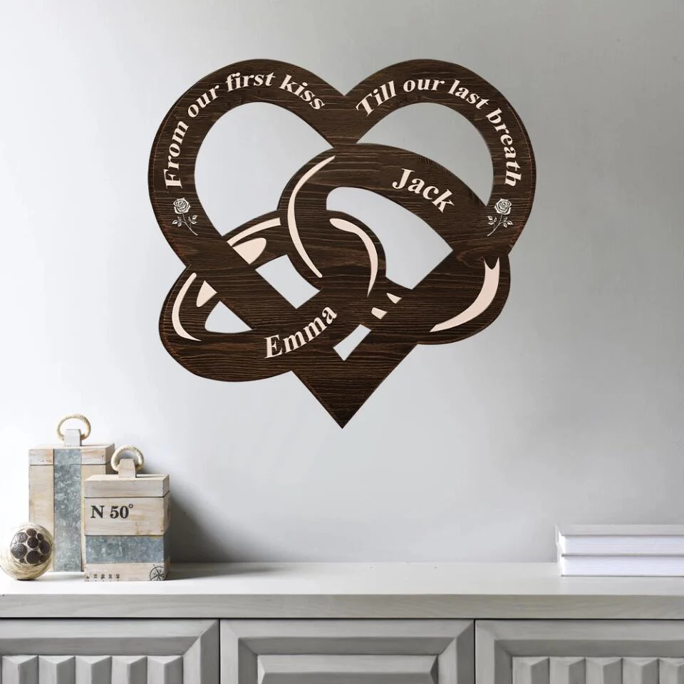 Couple Wooden Sign Personalized Valentine Gifts - From Our First Kiss, Till Our Last Breath - Personalized Wooden Sign - Valentine Gift for Couple - Image 4