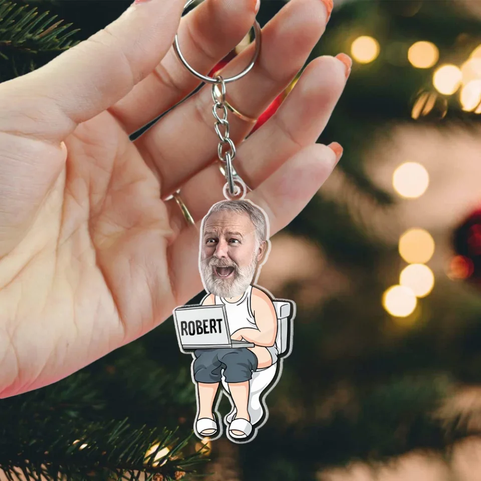 Funny Dad Doing Dad Sh*T Custom Face - Personalized Photo Keychain - Gift for Dad Husband - Image 6