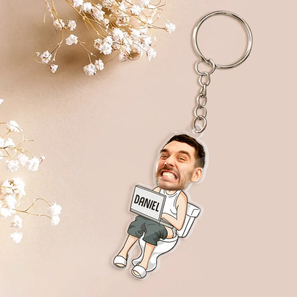 Funny Dad Doing Dad Sh*T Custom Face - Personalized Photo Keychain - Gift for Dad Husband - Image 7