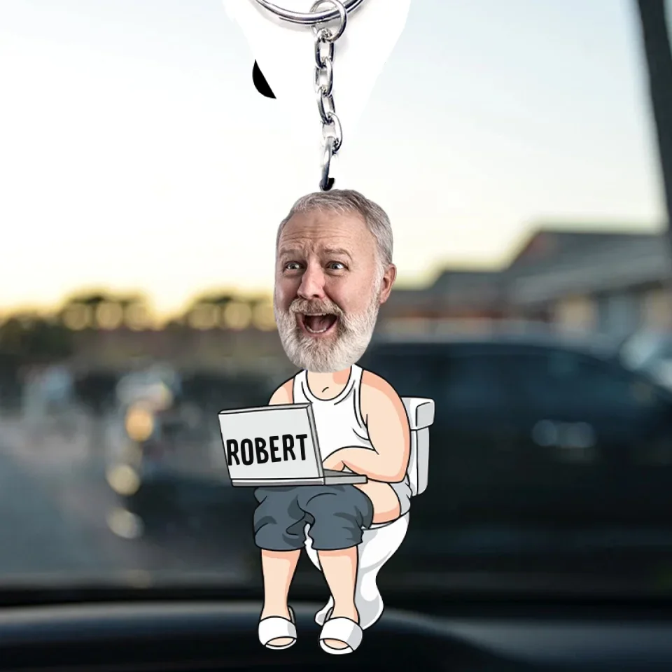 Funny Dad Doing Dad Sh*T Custom Face - Personalized Photo Keychain - Gift for Dad Husband - Image 9