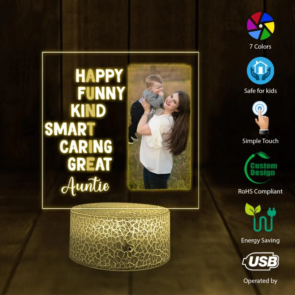 Funny Kind Caring Brilliant Clever Custom 3D Light Birthday Gift For Uncle Aunt - Image 2