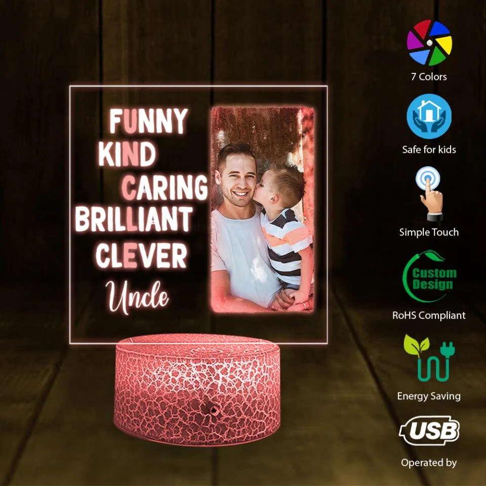 Funny Kind Caring Brilliant Clever Custom 3D Light Birthday Gift For Uncle Aunt - Image 3