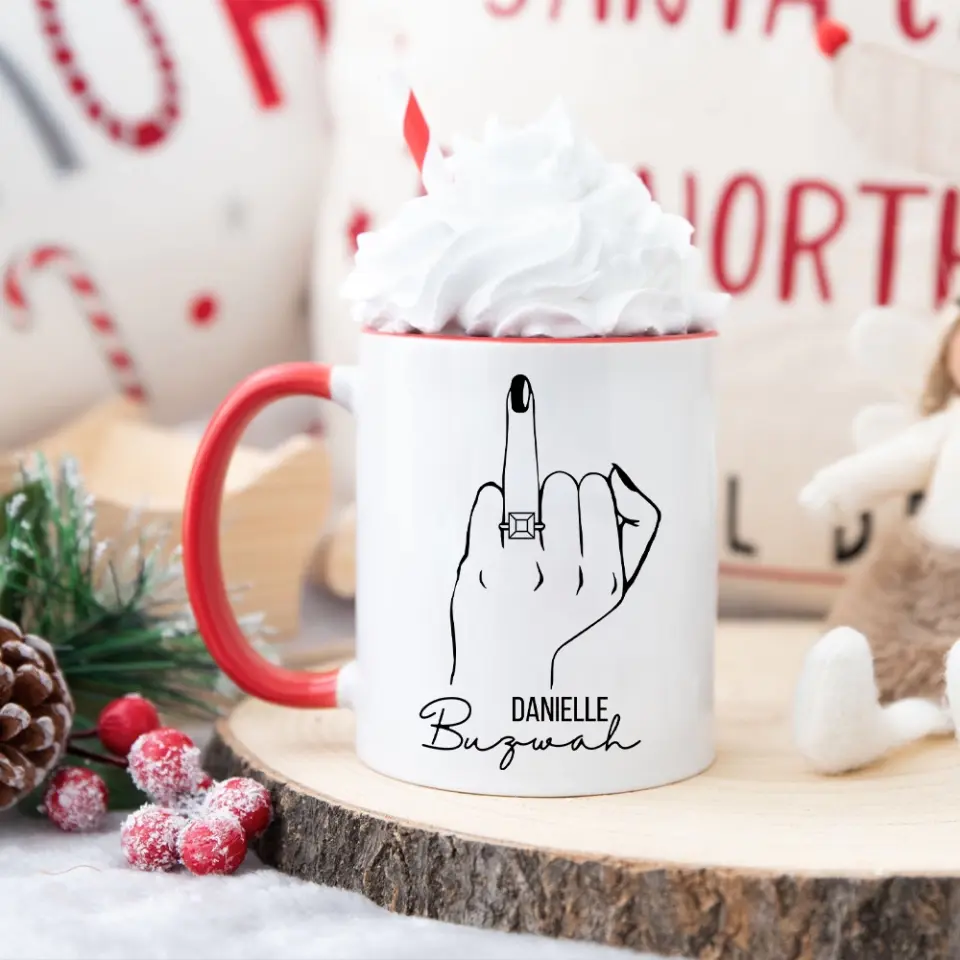 Future Mrs Custom Engagement Ring - Personalized White Mug - Gift For Fiancee Or Bride - Image 16