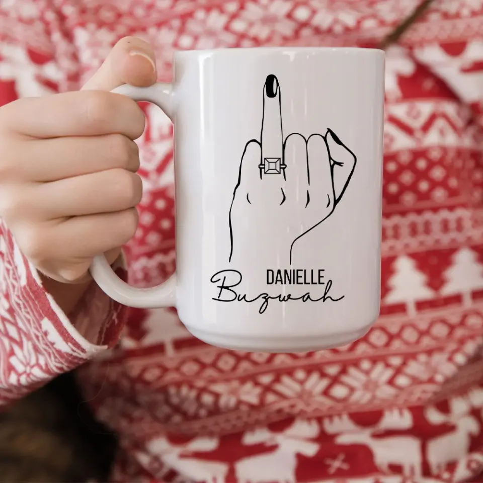 Future Mrs Custom Engagement Ring - Personalized White Mug - Gift For Fiancee Or Bride - Image 9