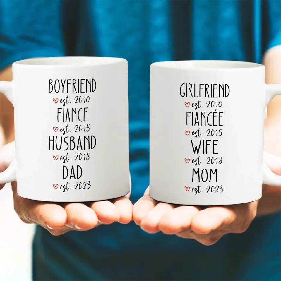 Girlfriend/Boyfriend Fiancee/Fiance Wife/Husband Mom/Dad Personalized White Mug - Image 3