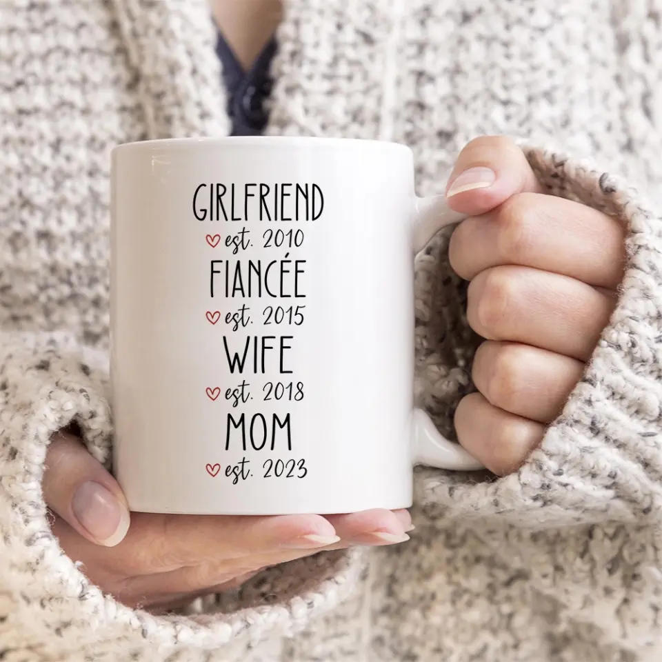 Girlfriend/Boyfriend Fiancee/Fiance Wife/Husband Mom/Dad Personalized White Mug - Image 5