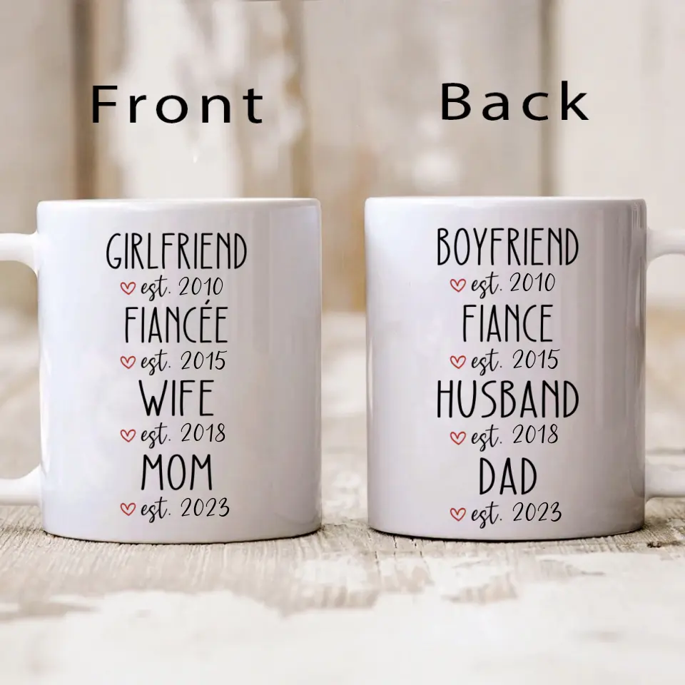 Girlfriend/Boyfriend Fiancee/Fiance Wife/Husband Mom/Dad Personalized White Mug - Image 6
