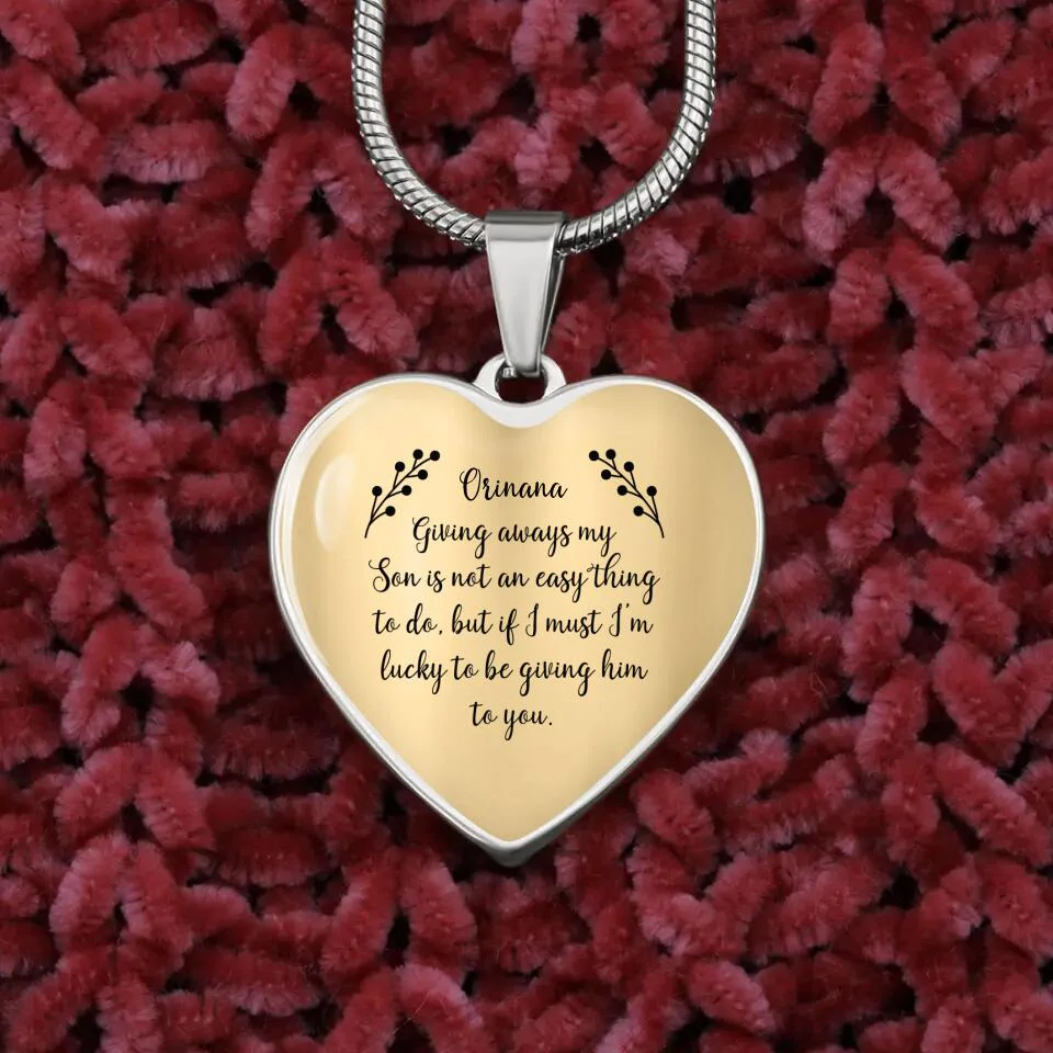 Giving Away My Son is Not an Easy Thing to Do - Heart Jewelry - Heart Luxury Necklace - Custom Name - Wedding Day Keepsake - Daughter in Law Gift From Mother in Law - Son Wedding Shower Gift - 303ICNNPJE314 - Image 5