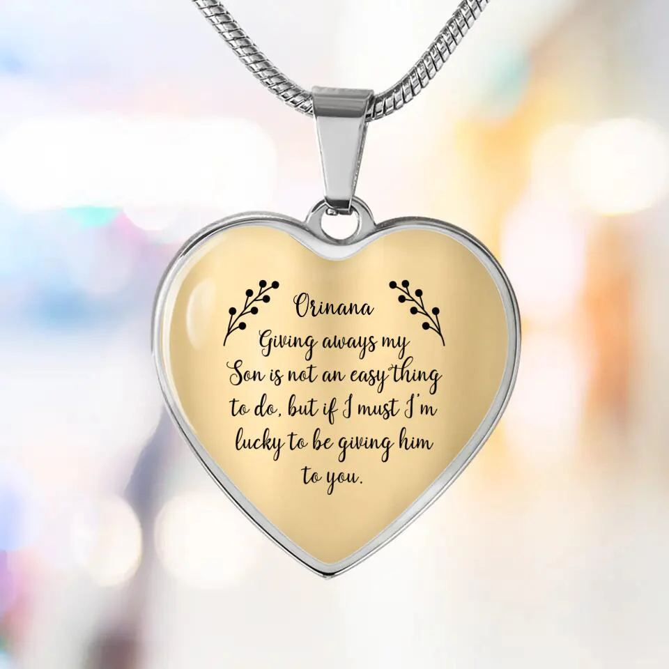Giving Away My Son is Not an Easy Thing to Do - Heart Jewelry - Heart Luxury Necklace - Custom Name - Wedding Day Keepsake - Daughter in Law Gift From Mother in Law - Son Wedding Shower Gift - 303ICNNPJE314 - Image 6