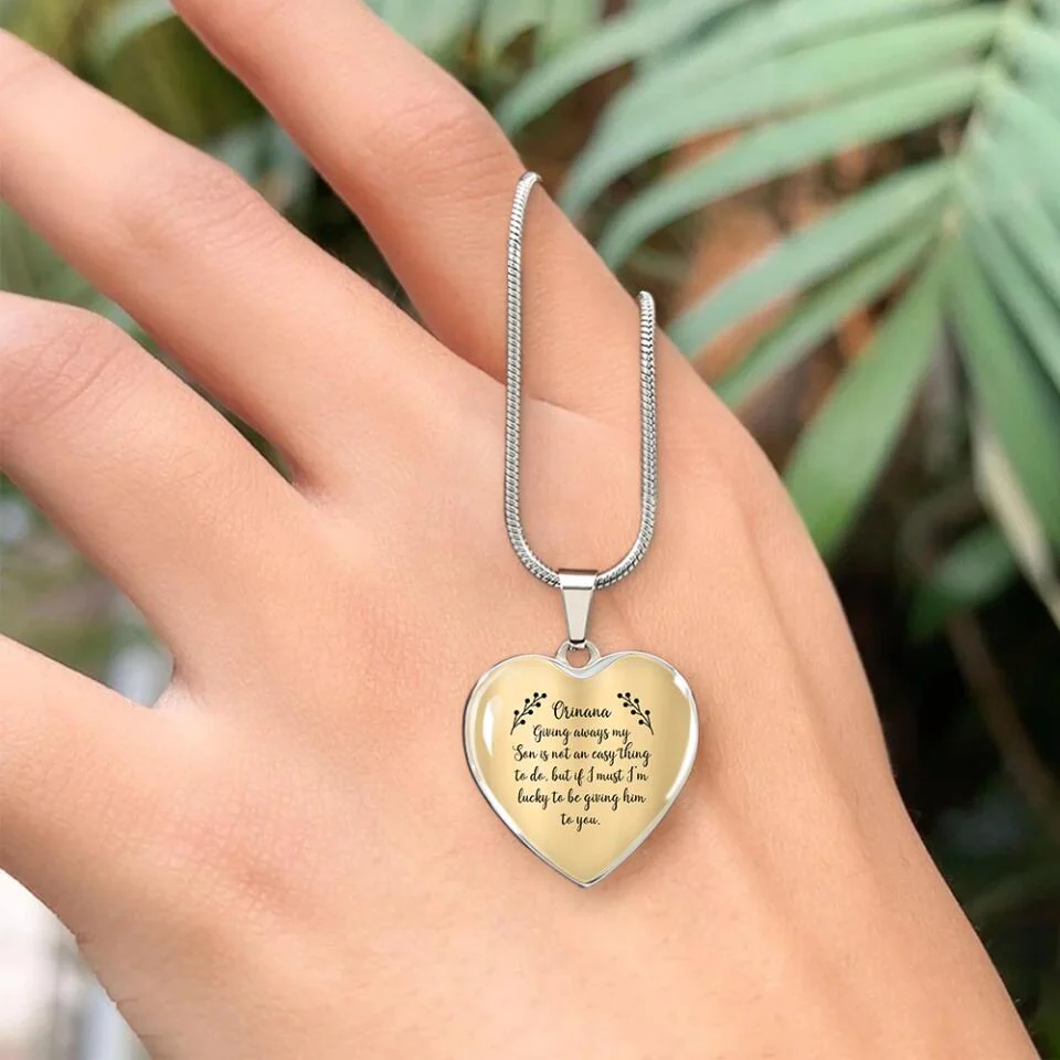 Giving Away My Son is Not an Easy Thing to Do - Heart Jewelry - Heart Luxury Necklace - Custom Name - Wedding Day Keepsake - Daughter in Law Gift From Mother in Law - Son Wedding Shower Gift - 303ICNNPJE314 - Image 7