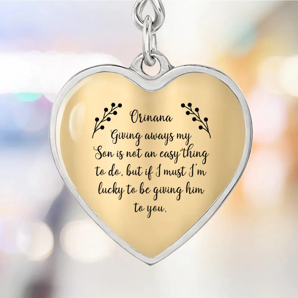 Giving Away My Son is Not an Easy Thing to Do - Heart Jewelry - Heart Luxury Necklace - Custom Name - Wedding Day Keepsake - Daughter in Law Gift From Mother in Law - Son Wedding Shower Gift - 303ICNNPJE314 - Image 8
