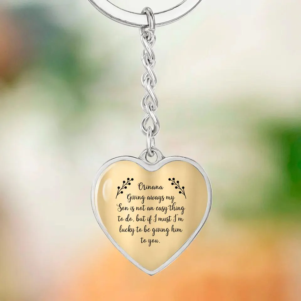 Giving Away My Son is Not an Easy Thing to Do - Heart Jewelry - Heart Luxury Necklace - Custom Name - Wedding Day Keepsake - Daughter in Law Gift From Mother in Law - Son Wedding Shower Gift - 303ICNNPJE314 - Image 9