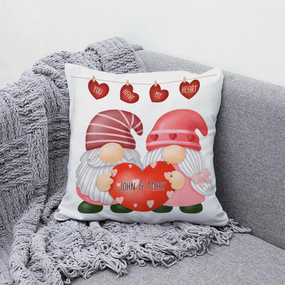 Personalized Valentine Gifts - Gnome Couple You Have My Heart Custom Pillow Valentines Gift - Image 5