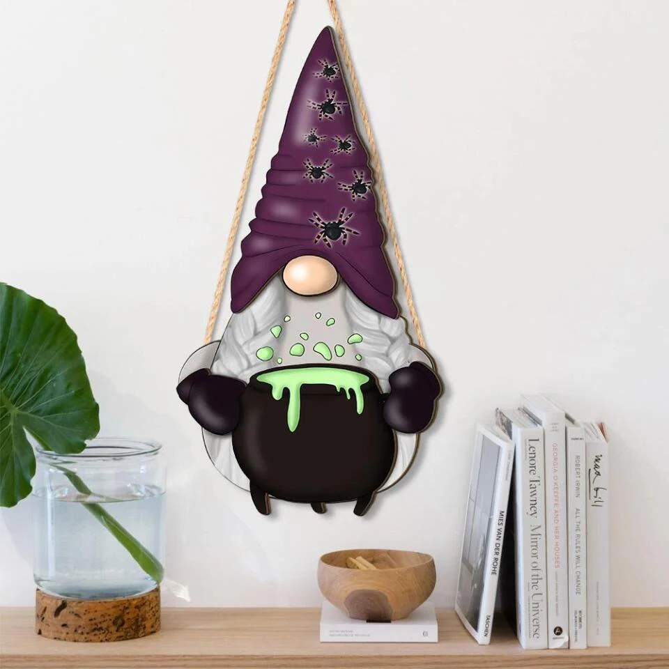 Gnome Trick Or Treat Custom Wooden Art Halloween Gift Housewarming Gift - Image 6