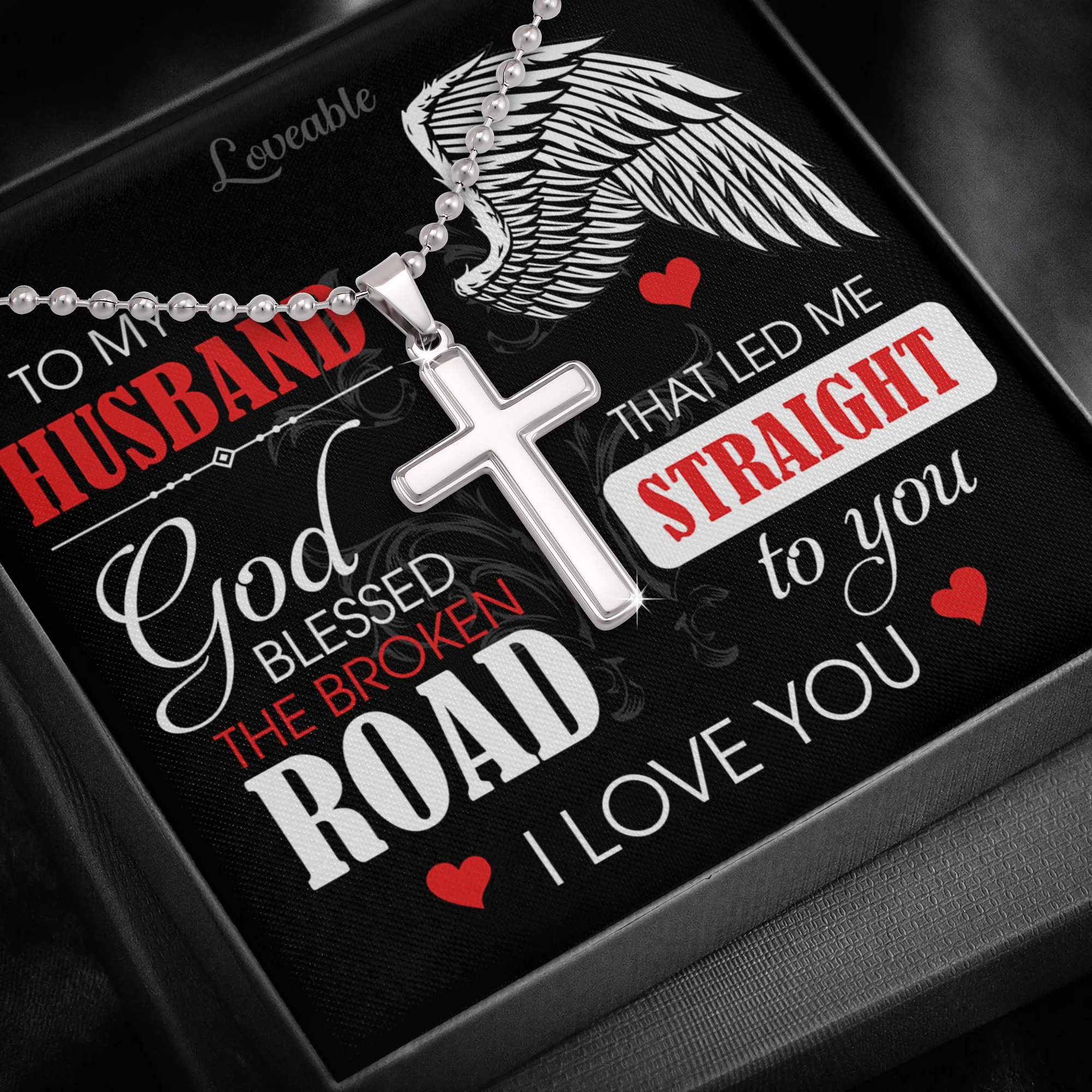 God Bless The Broken Road to my Husband - Personalized Necklace - Image 2