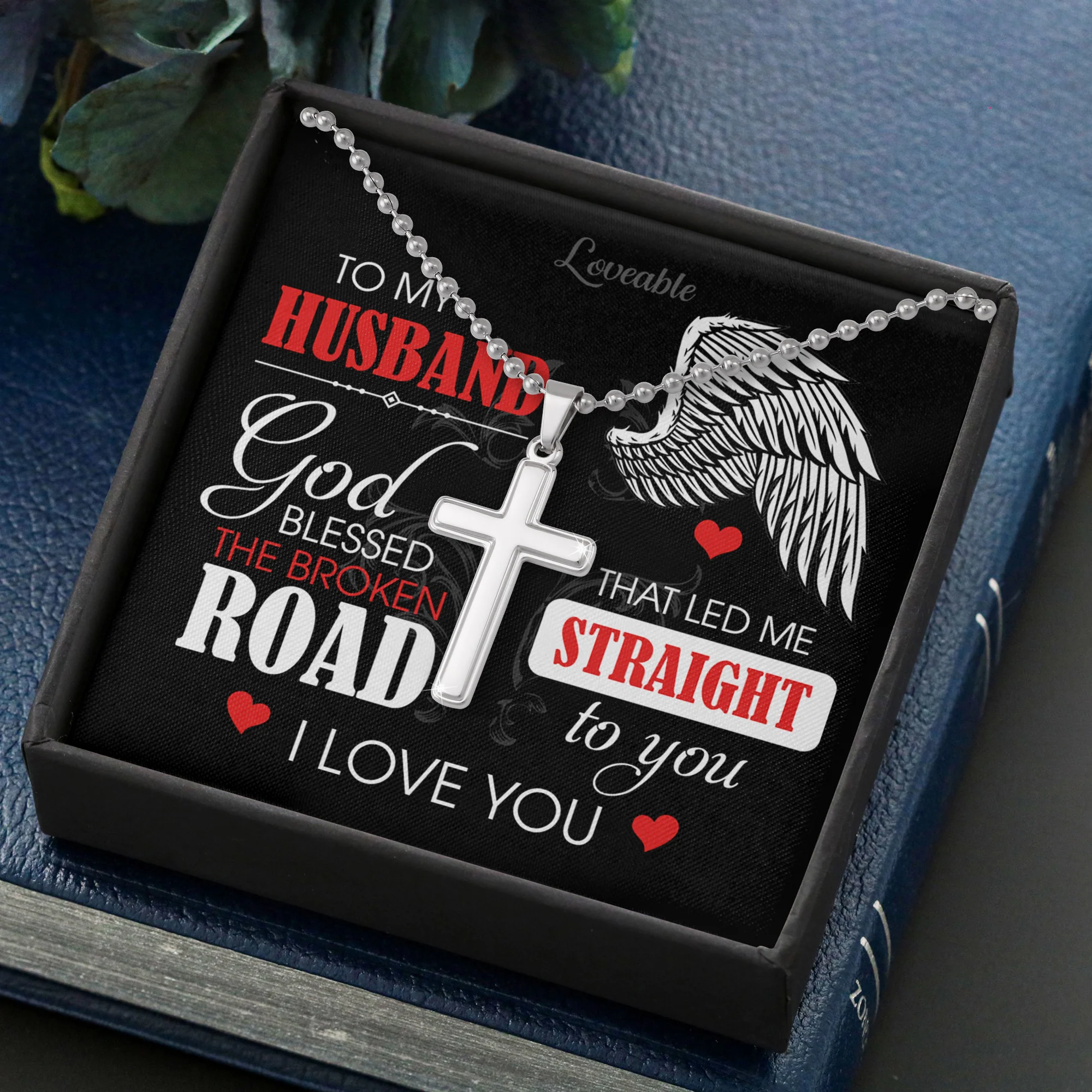 God Bless The Broken Road to my Husband - Personalized Necklace - Image 3