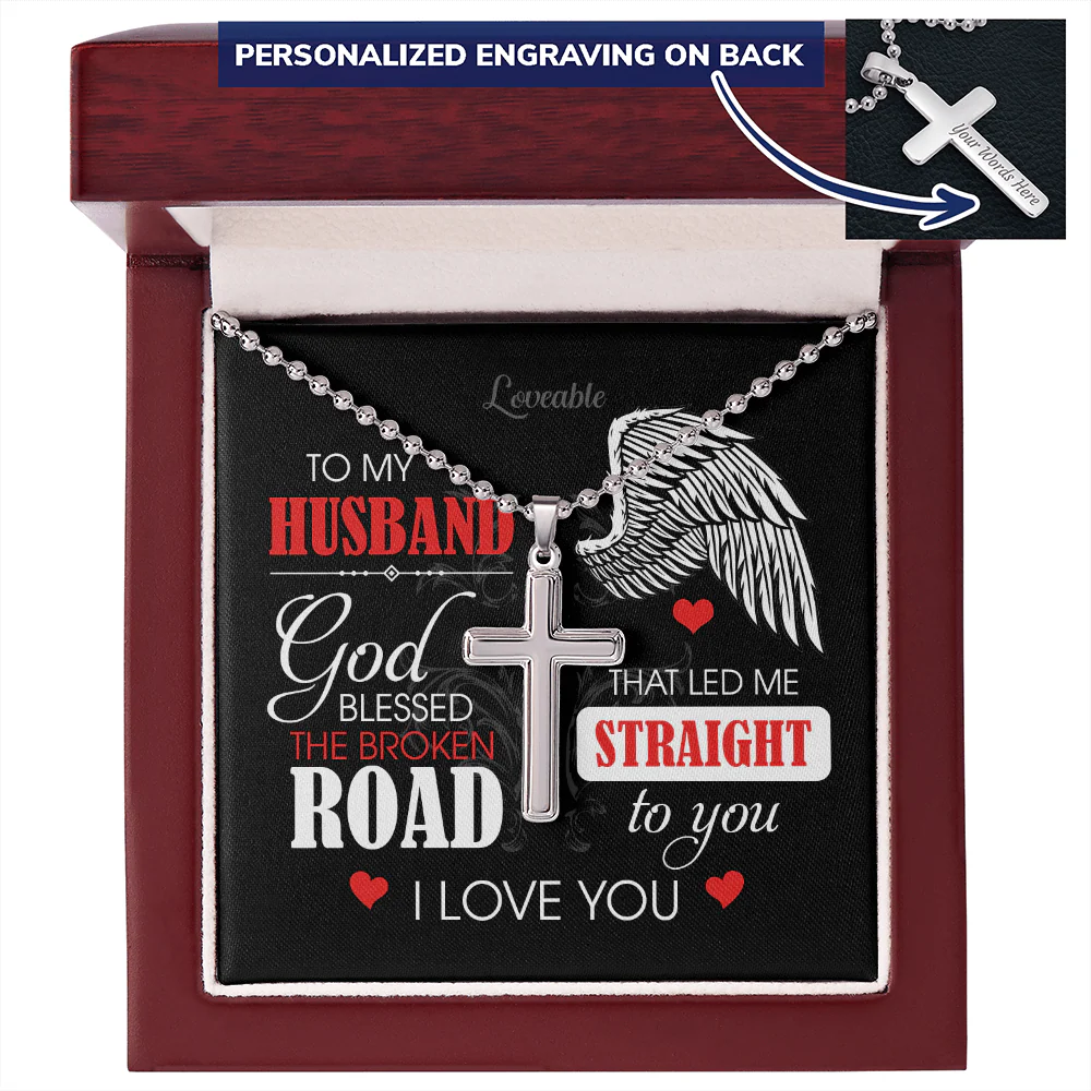 God Bless The Broken Road to my Husband - Personalized Necklace - Image 7