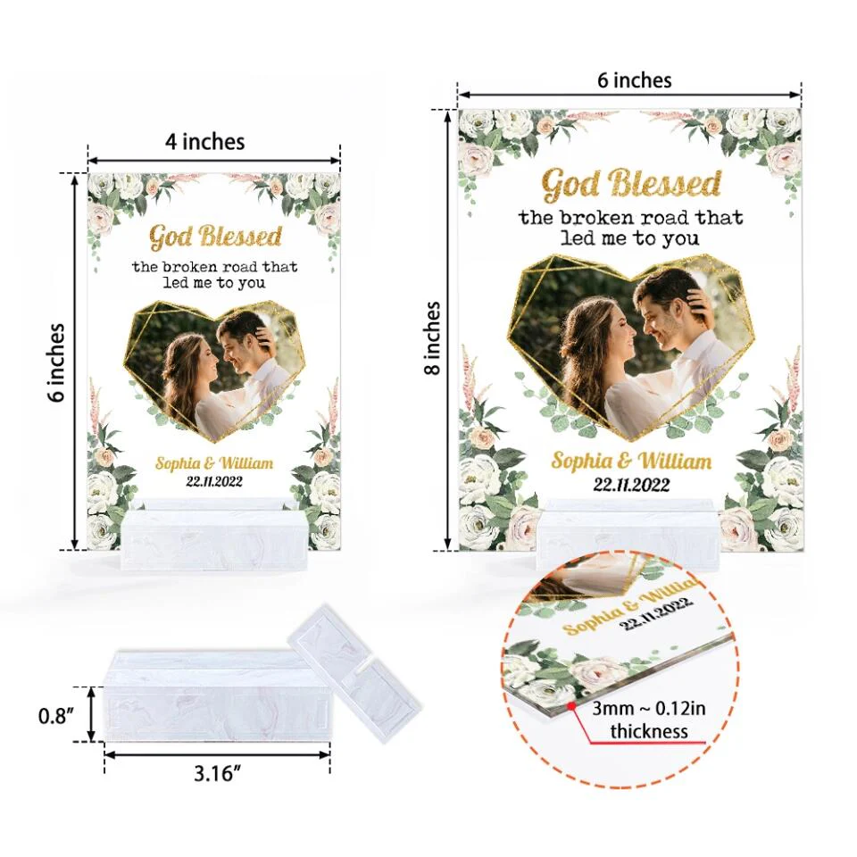 Personalized Valentine Gifts - God Blessed The Broken Heart That Led Me To You - Personalize Photo Acrylic Plaque - Image 7