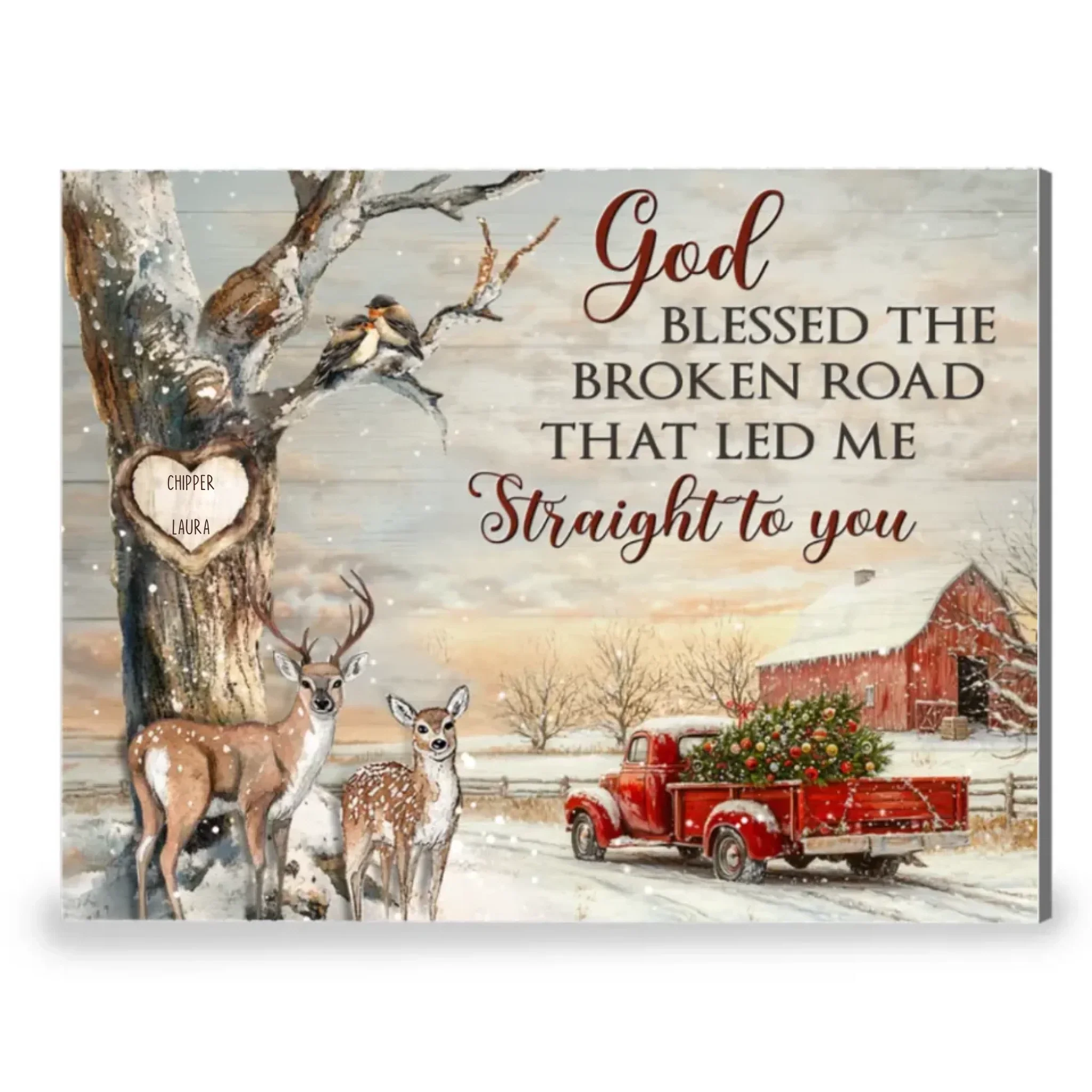 God Blessed The Broken Road Canvas – Christmas Gifts For Couple - Personalized Canvas Print - Xmas Home Decoration - Image 2
