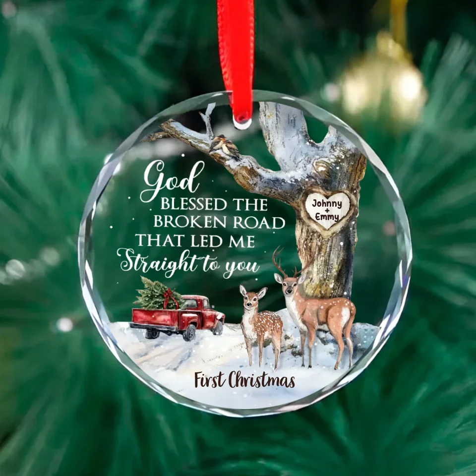 God Blessed The Broken Road That Led Me Straight To You - Glass Ornament - Gift For Couple - Image 2