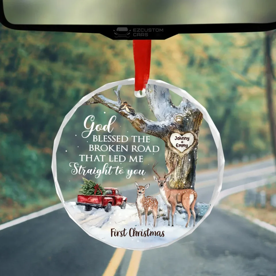 God Blessed The Broken Road That Led Me Straight To You - Glass Ornament - Gift For Couple - Image 3